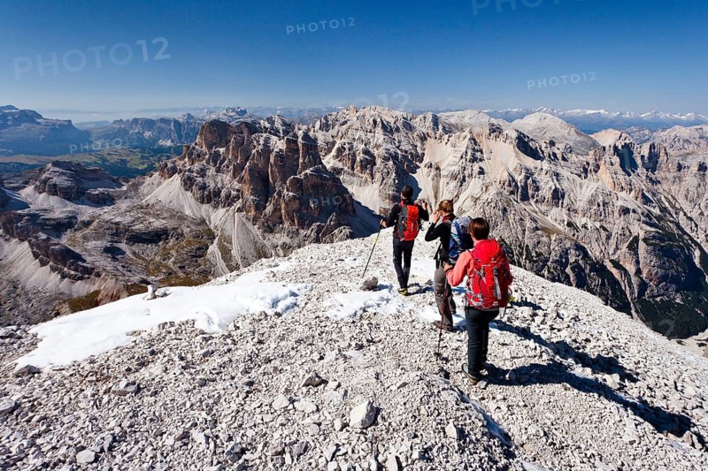 Mountain climbers descending from Tofana di Rozes Mountain