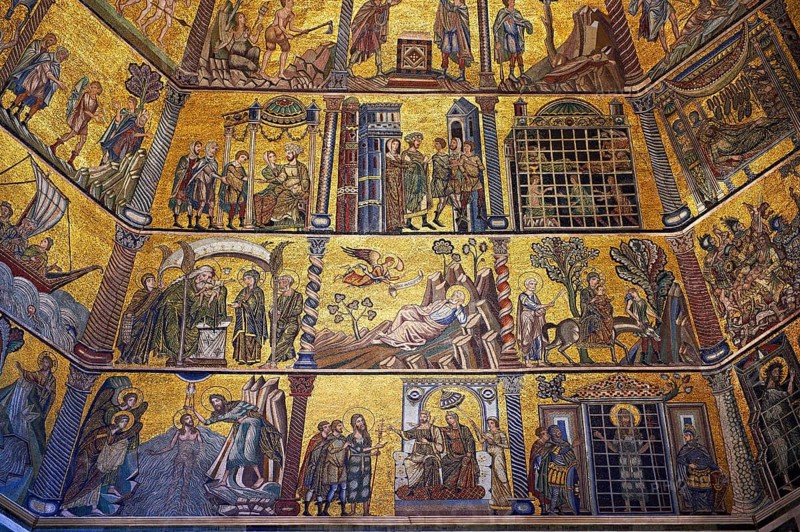 Medieval mosaics on the ceiling of the Baptistry of Florence Cathedral