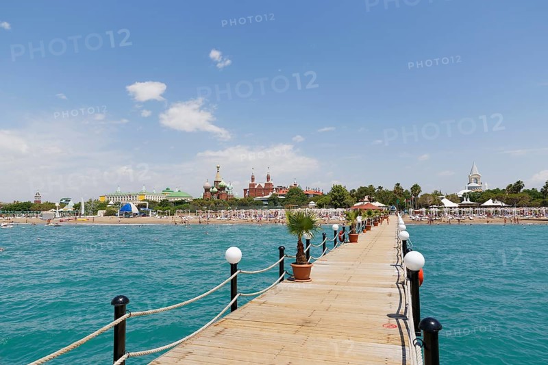 Bathing jetty with hotels