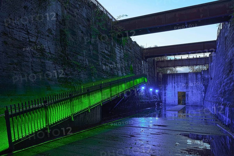 Illuminated former coal bunkers