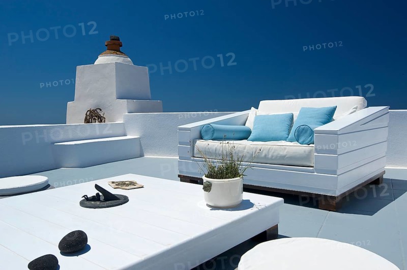 Seating furniture on a patio