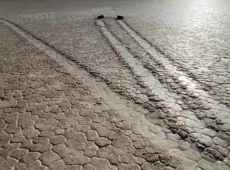 Tracks created by the mysterious moving rocks at the 'Racetrack'