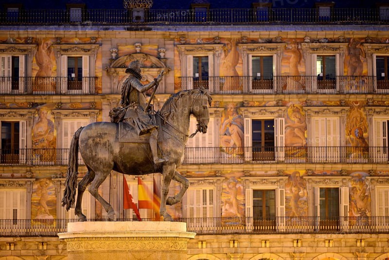 Bronze equestrian statue of King Philip III. of Spain