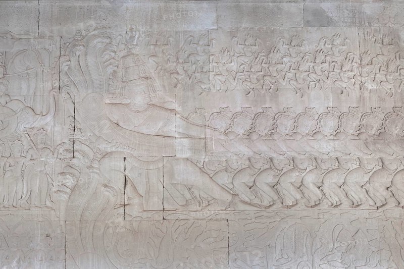 Bas-relief depicting The Churning of the Ocean of Milk