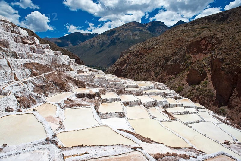 Salt pans on a mountainside