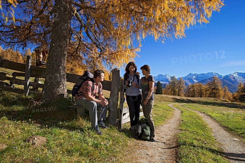 Hikers on the Larchenwiesen meadows