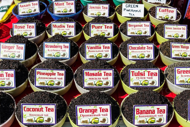 Indian teas for sale at the weekly flea market