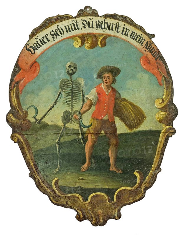 Painted metal plaque of the Edlitzer Dance of Death