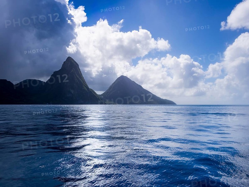 The Gros Piton and Petit Piton volcanoes