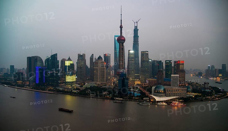 Skyline of the Financial District with the Oriental Pearl Tower and the Shanghai Tower