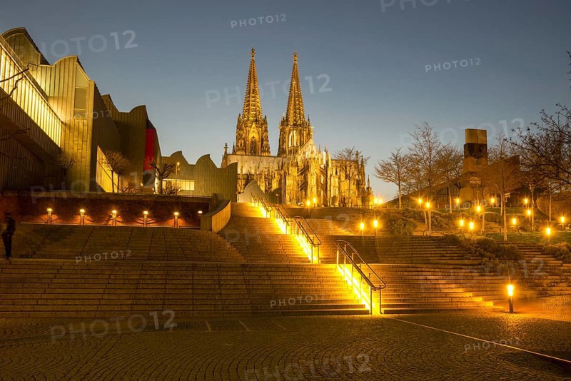 Stairs from Rheingarten park leading to Heinrich-Boll-Platz square