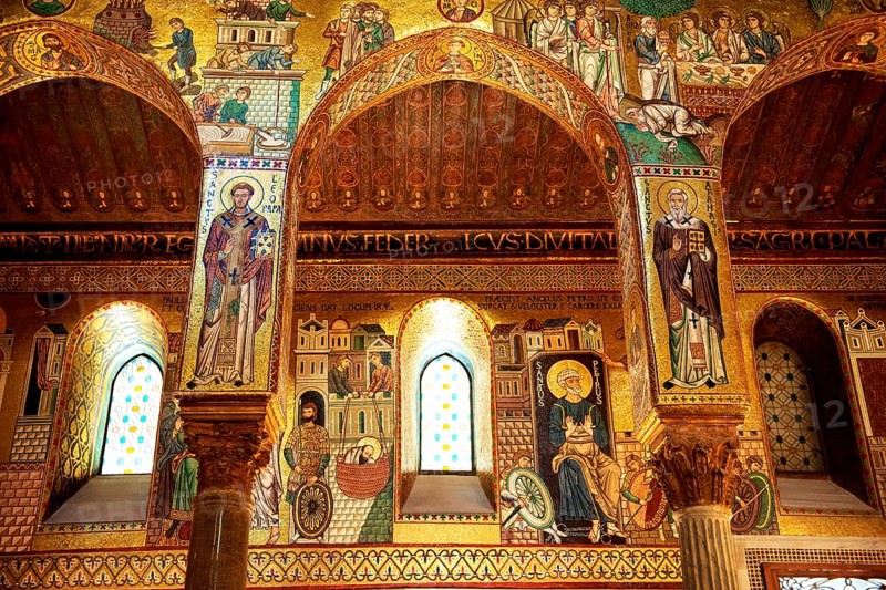 Byzantine mosaics at the Palatine Chapel or Cappella Palatina