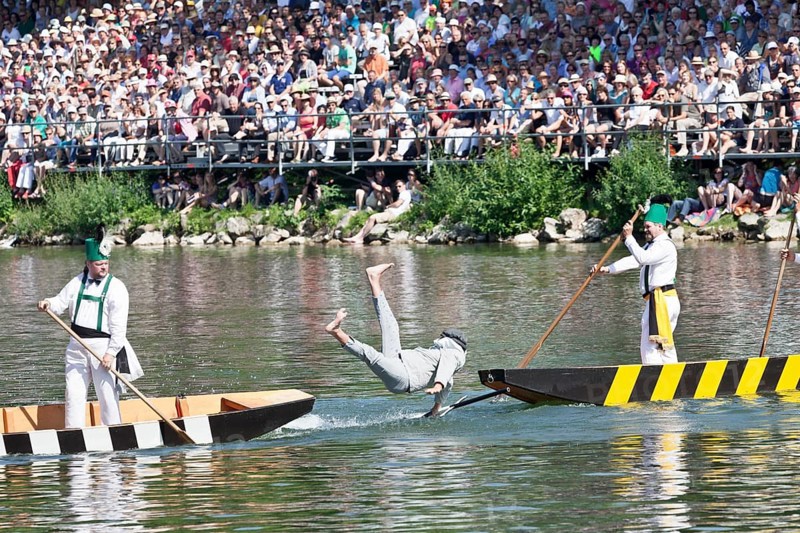 Fischerstechen or water jousting festival on the Danube River