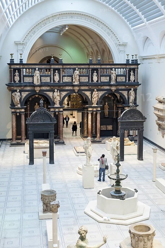 The atrium of the Victoria and Albert Museum in London