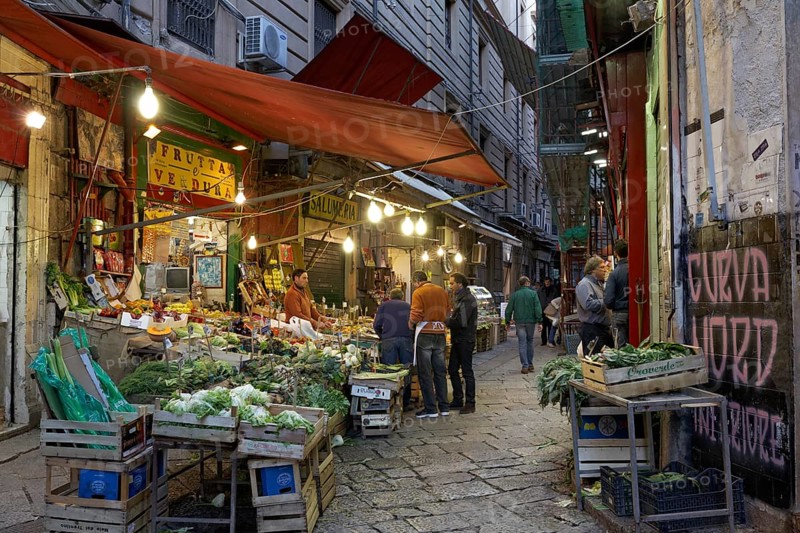 Alleyway with market stalls