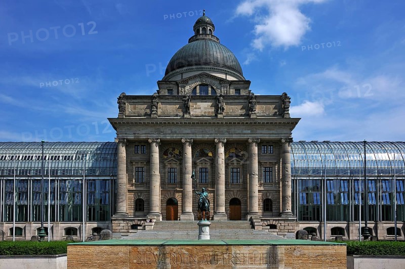 Bavarian State Chancellery with the equestrian statue of Otto I or Otto of Wittelsbach