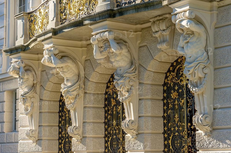 Atlantes on the facade of the south side of Schloss Linderhof Palace
