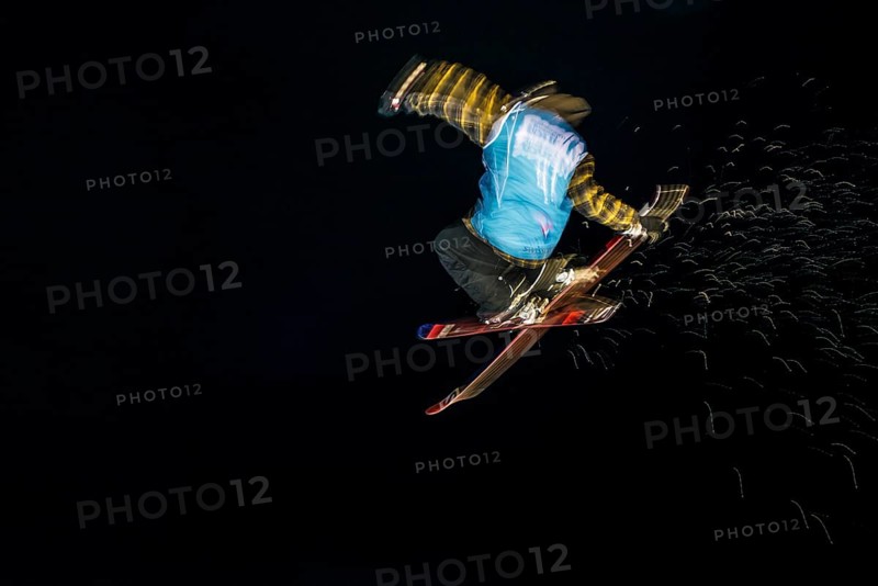 Trick skier with motion blur