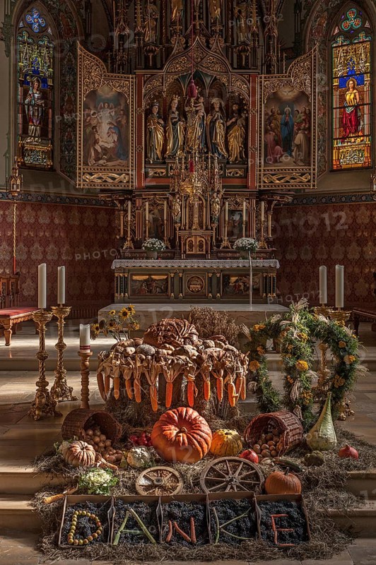 Thanksgiving decorations in St Pelagius Church