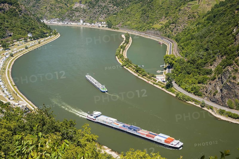 View from Loreleyblick Maria Ruh lookout point on the Rhine and Rhine bend