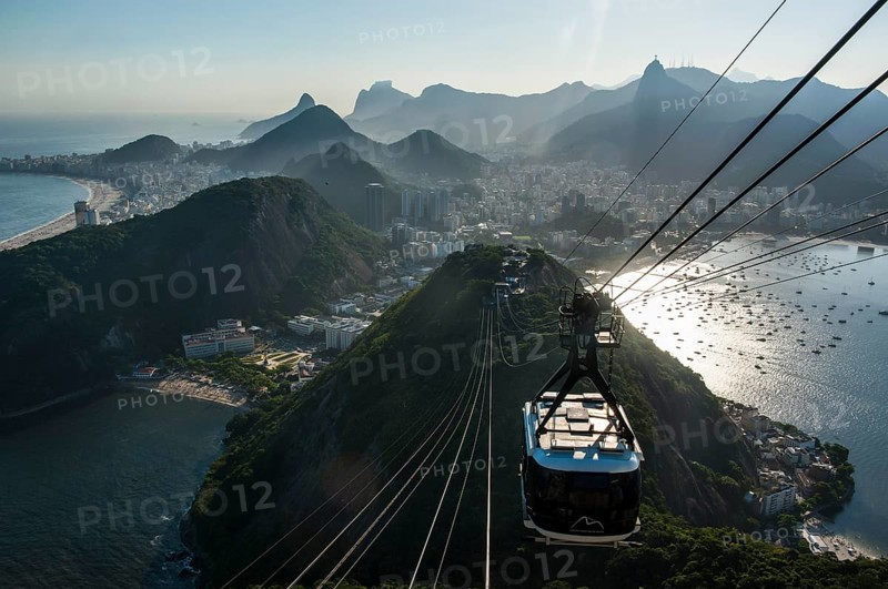View from the Sugarloaf Mountain or Pao de Acucar and the famous cable car
