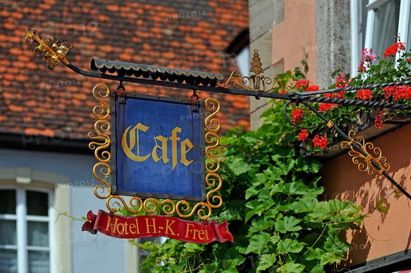 Hanging sign of a cafe