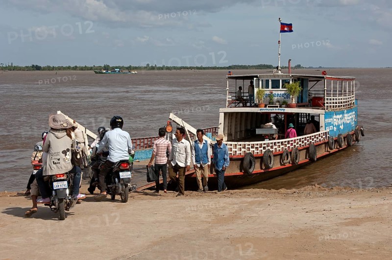 Ferry at the bank of the Mekong River in Phnom Penh