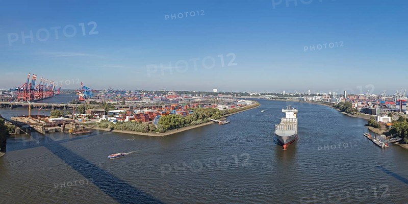 View from the Kohlbrand Bridge onto the Port of Hamburg