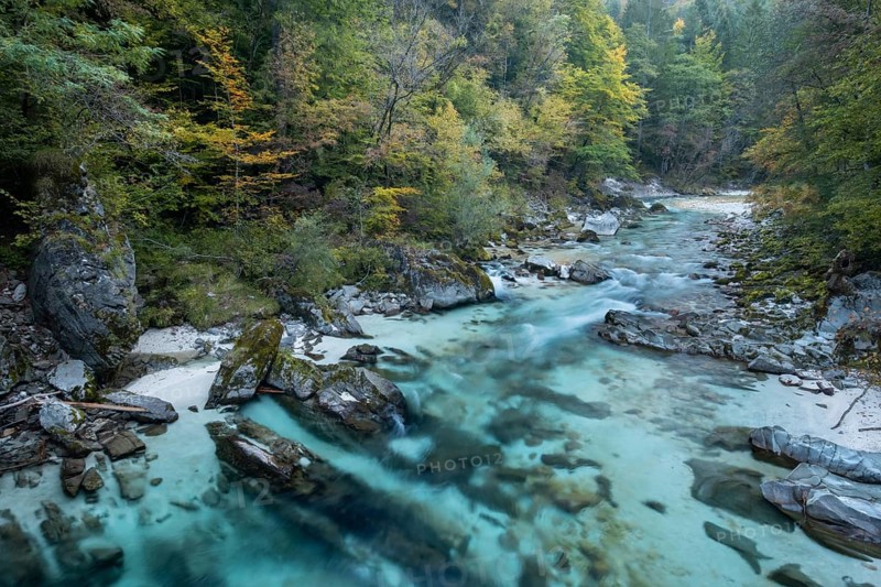 River course of the mountain stream Soca
