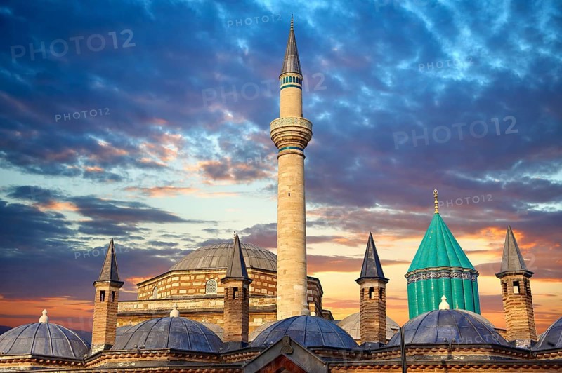 The Mevlana Museum with the green dome of the mausoleum
