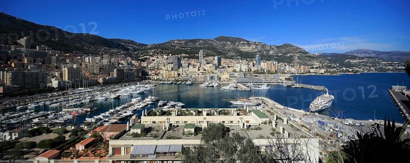 Panorama of Monaco with Port Hercule and the district of Monte-Carlo