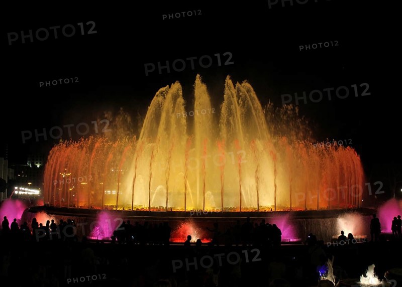 Colourfully illuminated fountains