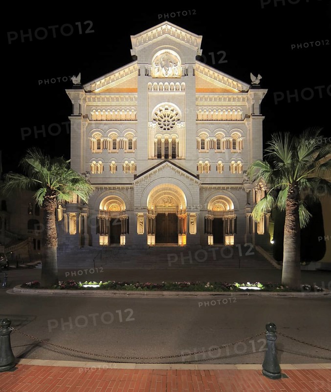 Main facade of the Saint Nicholas Cathedral in the evening