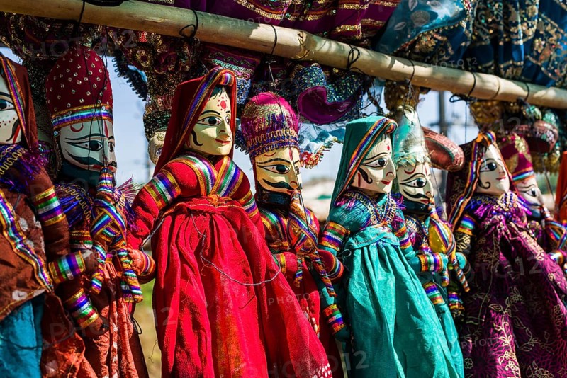 Rajasthany string puppets for sale at the weekly flea market