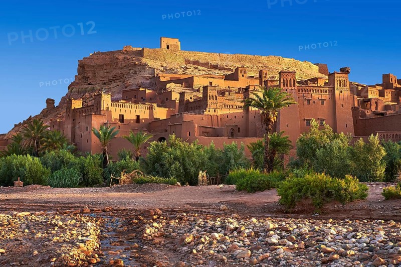Adobe buildings of the Berber Ksar or fortified village of Ait Benhaddou