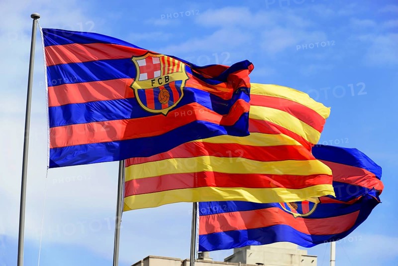FC Barcelona flags at the Camp Nou Stadium