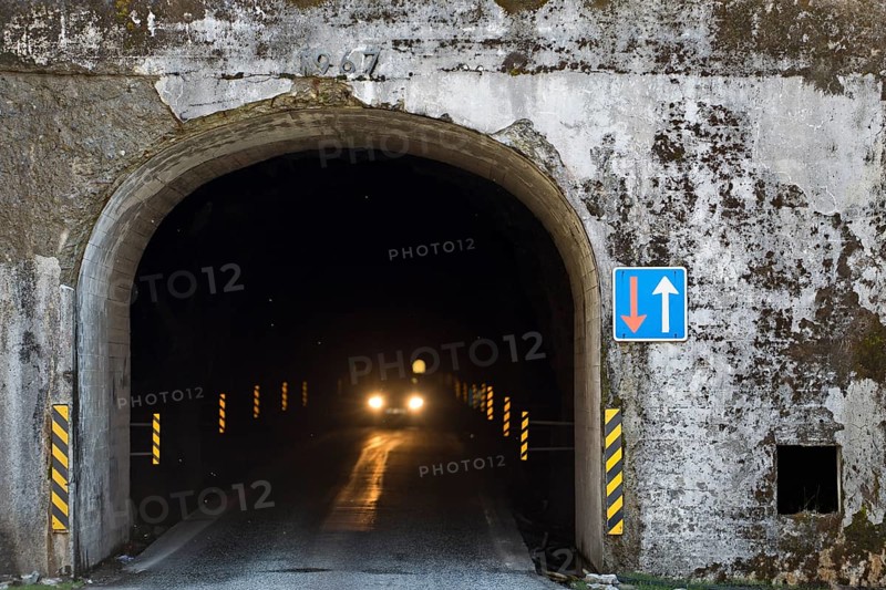 Exit of a single-track tunnel between Anir and Arnafjorour