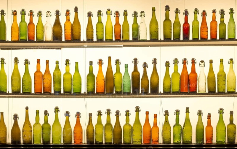 Collection of old beer bottles