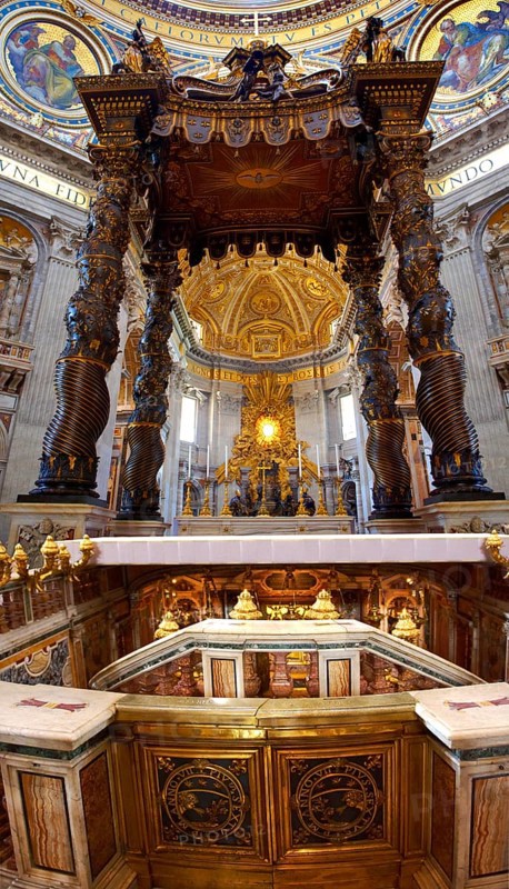 The Tomb of St. Peter and baroque canopy by Bernini in St Peter's