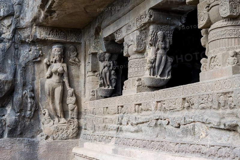 Stone reliefs in cave 16