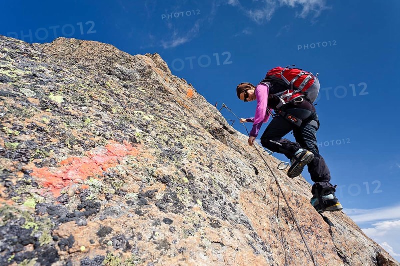 Mountain climber descending from Wilder Freiger Mountain