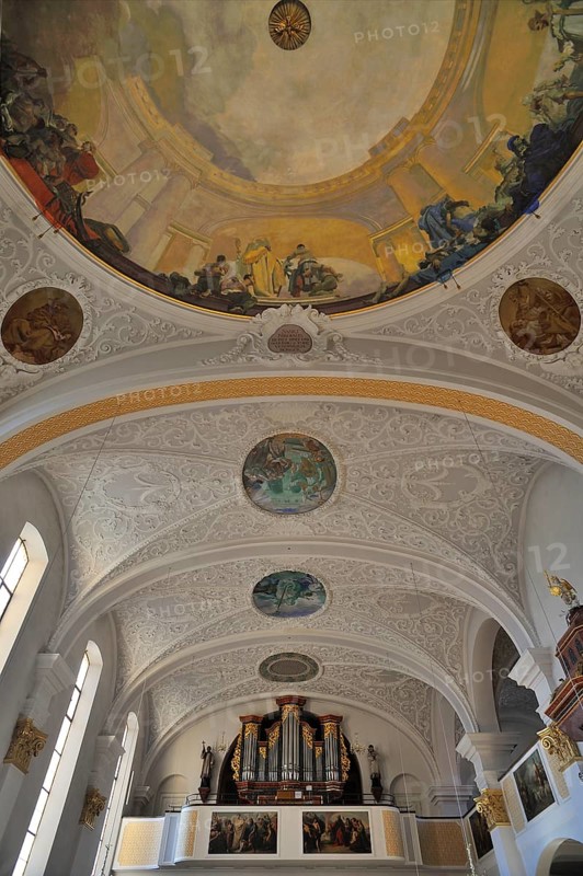 Ceiling frescoes by Johann Evangelist Froschle made to designs by Andreas Merkle