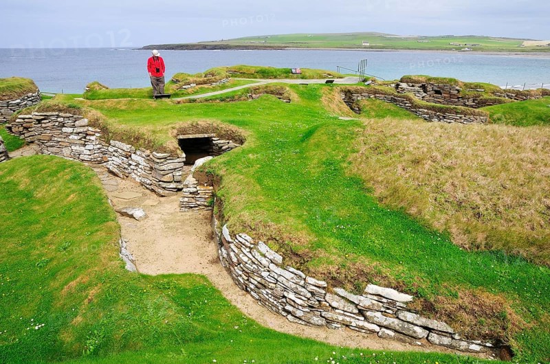 Excavation site at the Neolithic settlement of Skara Brae