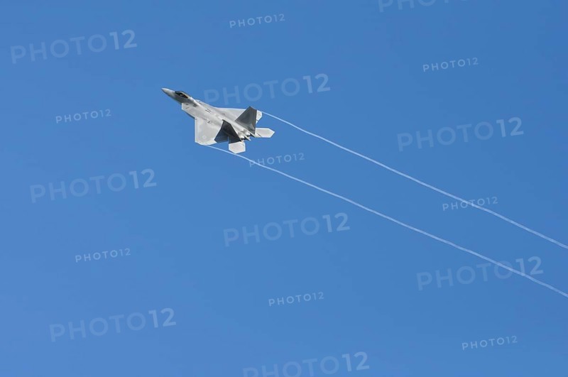 Lockheed Martin F-22 Raptor performs at an air show