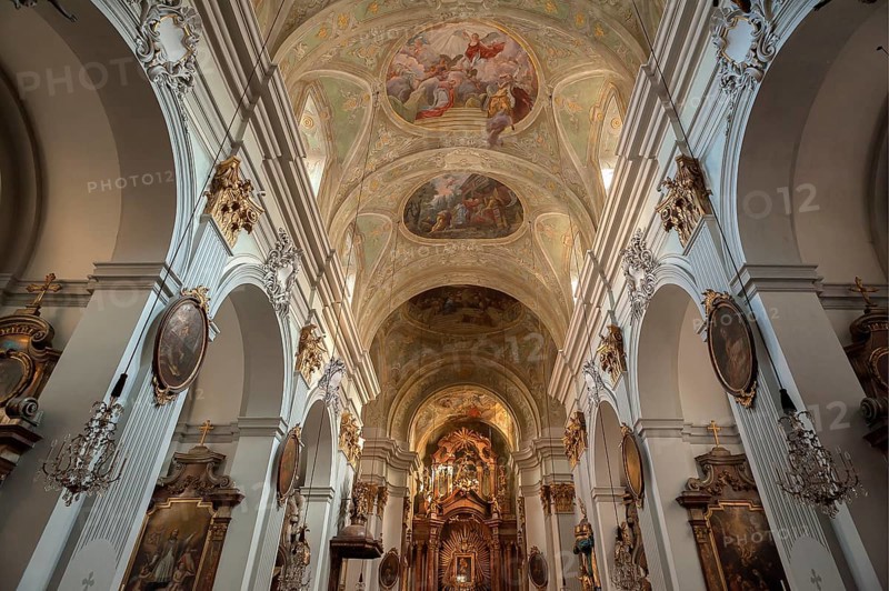 Vaulted frescoed ceilings and chancel