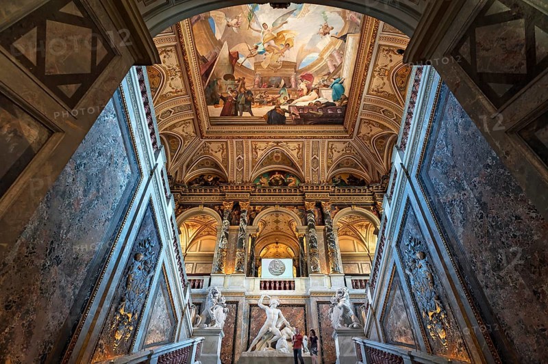 Staircase with ceiling painting