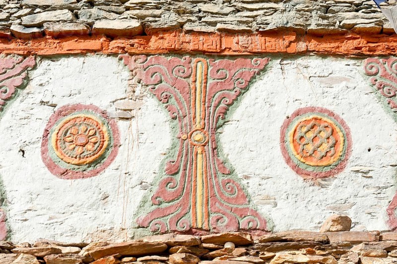 Colorfully decorated Buddhist Stupa