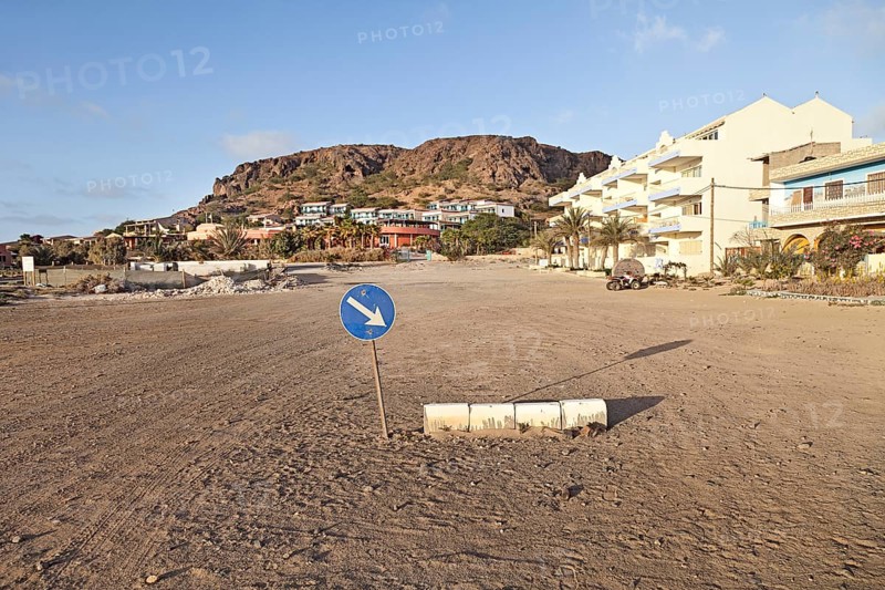 Traffic sign on a unpaved road
