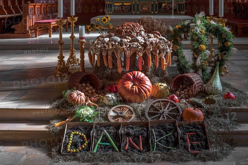 Thanksgiving decorations in St Pelagius Church