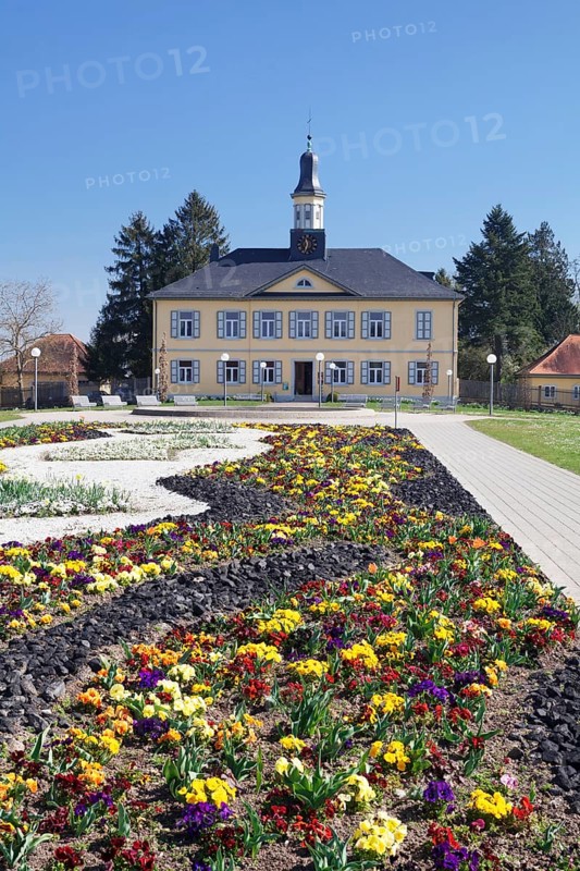 Spa gardens with the salt-works building